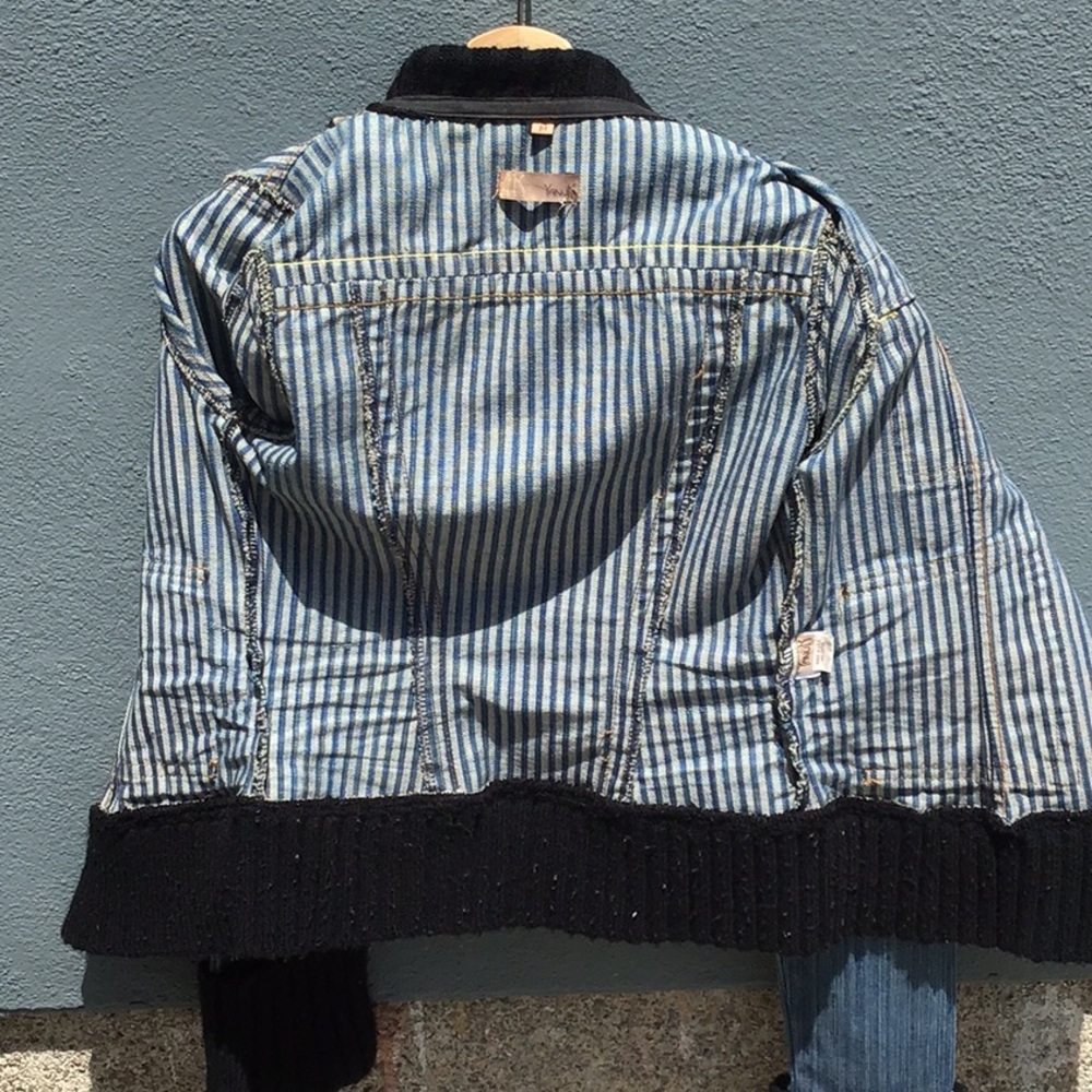 Yanuk Denim Jacket w/ Knit Shawl Collar & Cuffs S - Picture 8 of 10